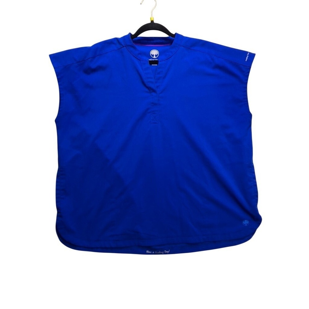 Healing Hands Journey Scrub Top Women XL Blue Excellent V-Neck Short Sleeve 2152